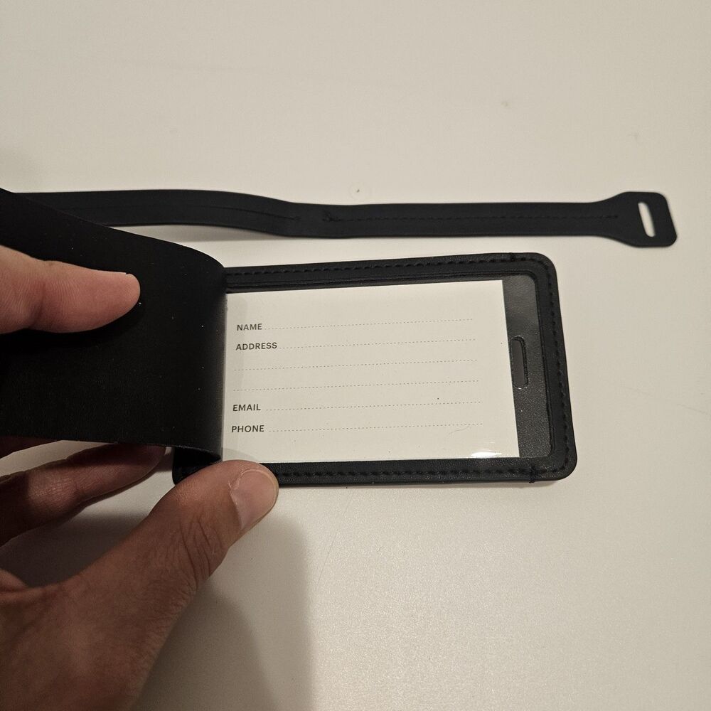 NEW AWAY The Luggage Tag Black Travel ID Leather - Picture 3 of 3